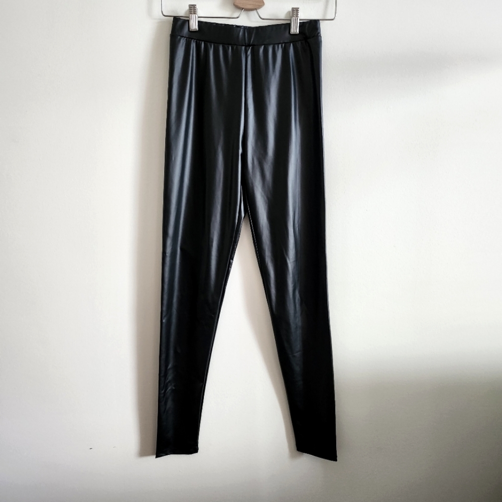 ICHI I NWT S faux leather leggings I black